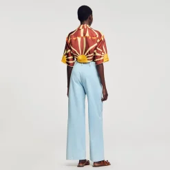 Chemise Courte En Soie Imprimée