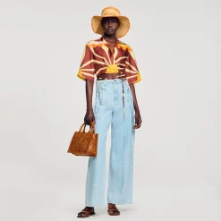 Chemise Courte En Soie Imprimée