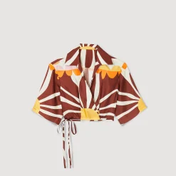 Chemise Courte En Soie Imprimée