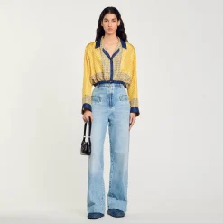 Chemise Courte En Soie Imprimée