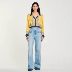 Chemise Courte En Soie Imprimée