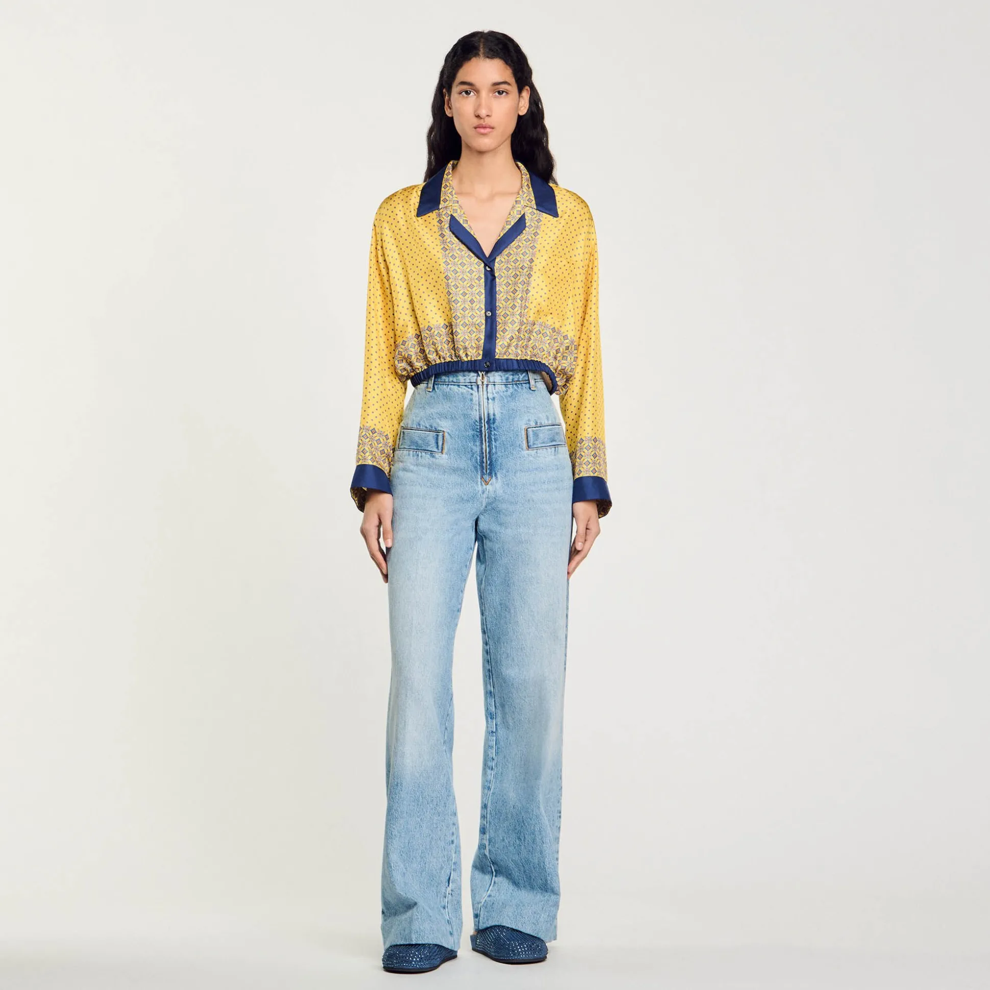 Chemise Courte En Soie Imprimée