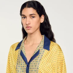 Chemise Courte En Soie Imprimée