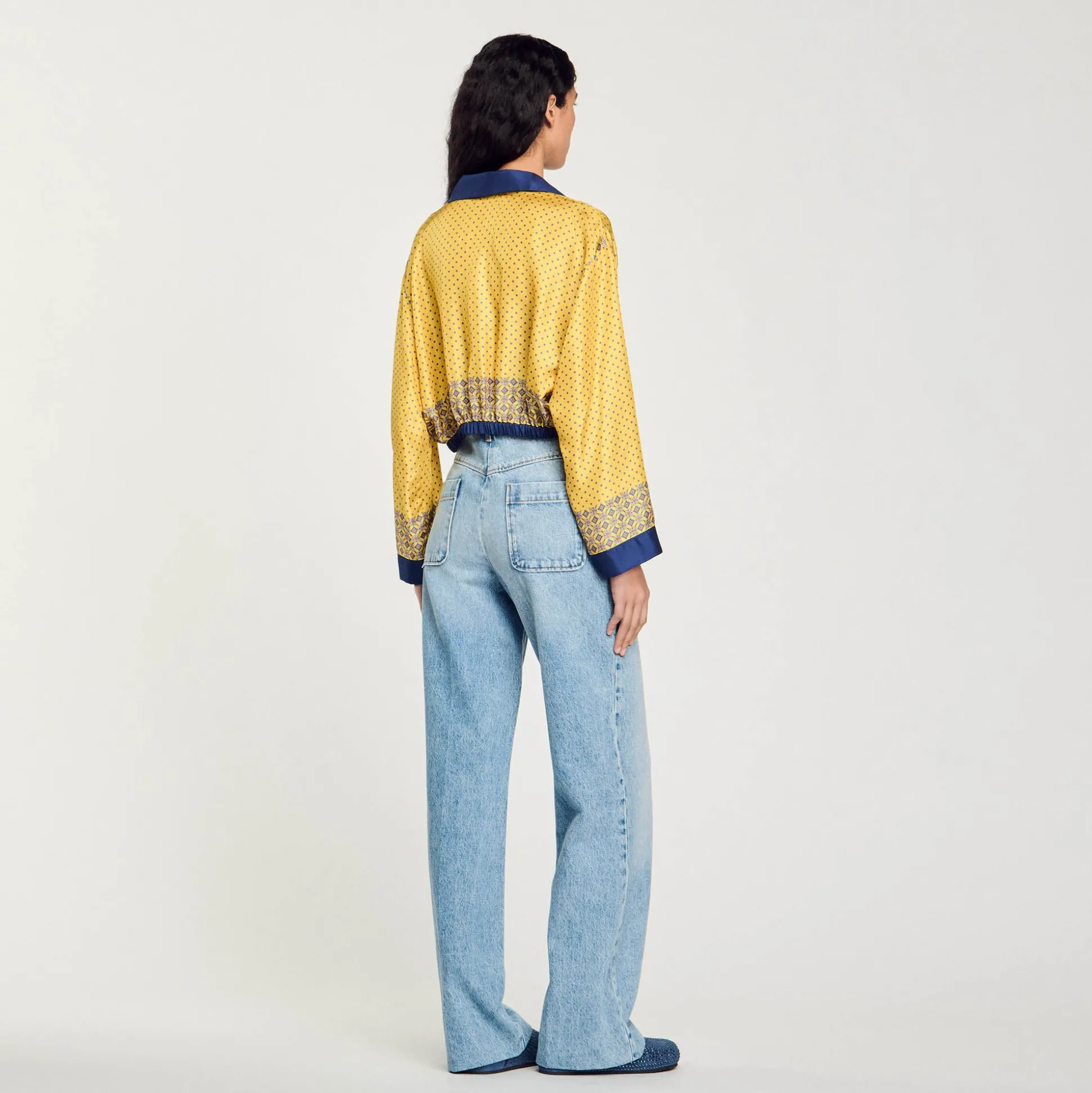 Chemise Courte En Soie Imprimée