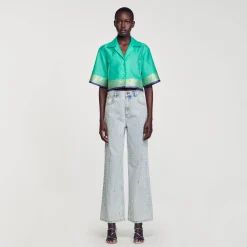 Chemise Courte Jacquard Strass
