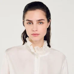 Chemise En Soie à Col Froncé