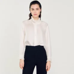 Chemise En Soie à Col Froncé