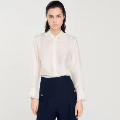 Chemise En Soie Avec Col Bordé De Plissé
