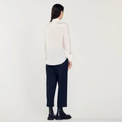 Chemise En Soie Avec Col Bordé De Plissé