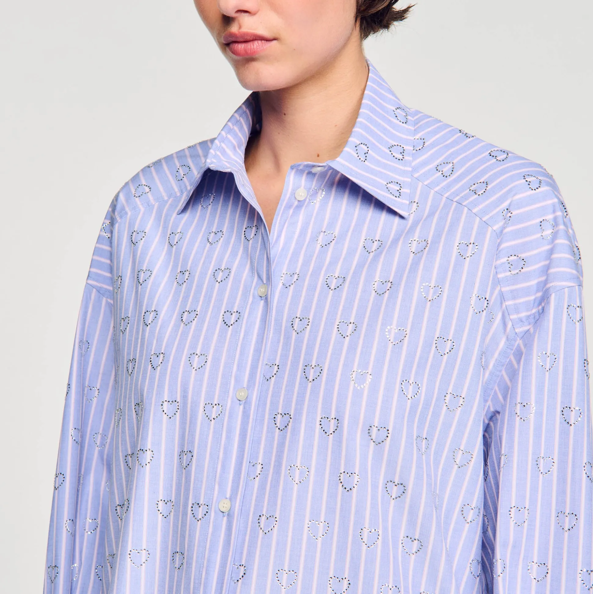 Chemise Ornée De Cœurs En Strass