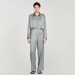 Chemise Satinée Ornée De Strass