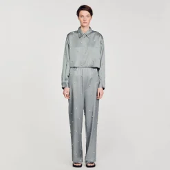 Chemise Satinée Ornée De Strass