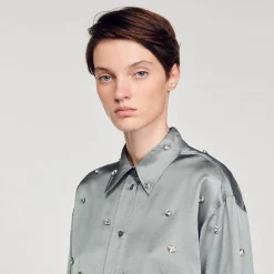 Chemise Satinée Ornée De Strass