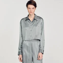 Chemise Satinée Ornée De Strass