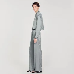 Chemise Satinée Ornée De Strass