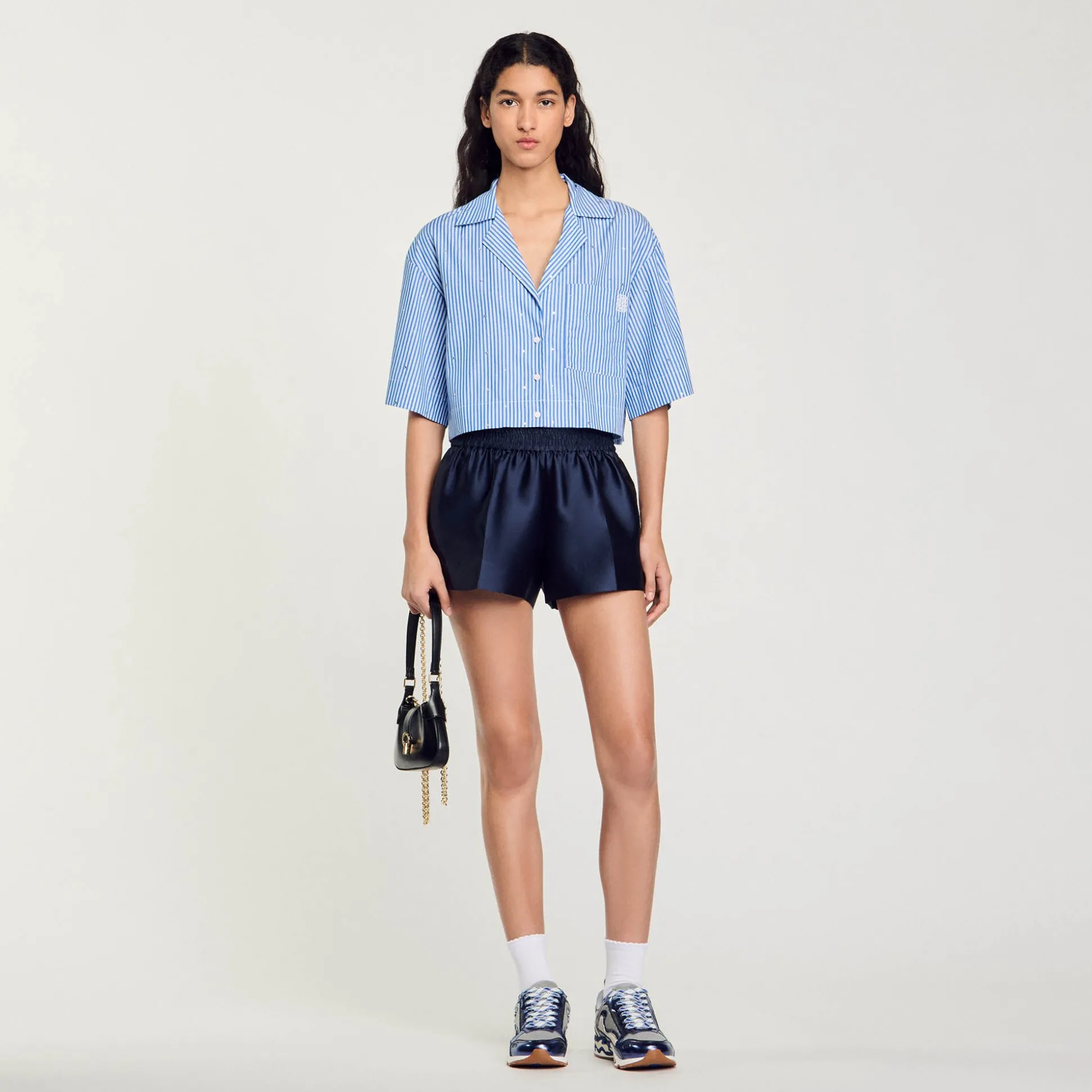 Chemise Strassée à Manches Courtes