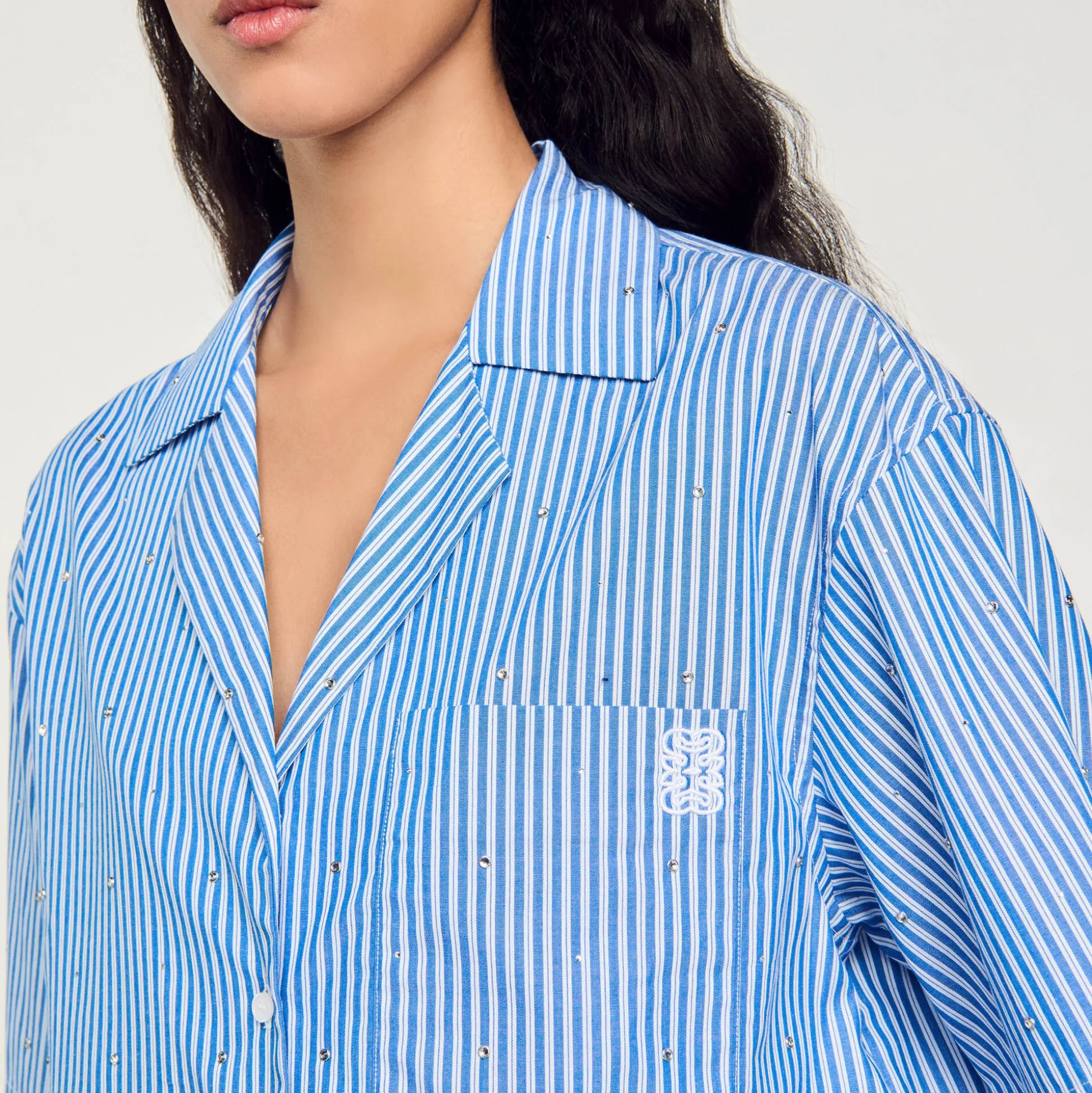 Chemise Strassée à Manches Courtes