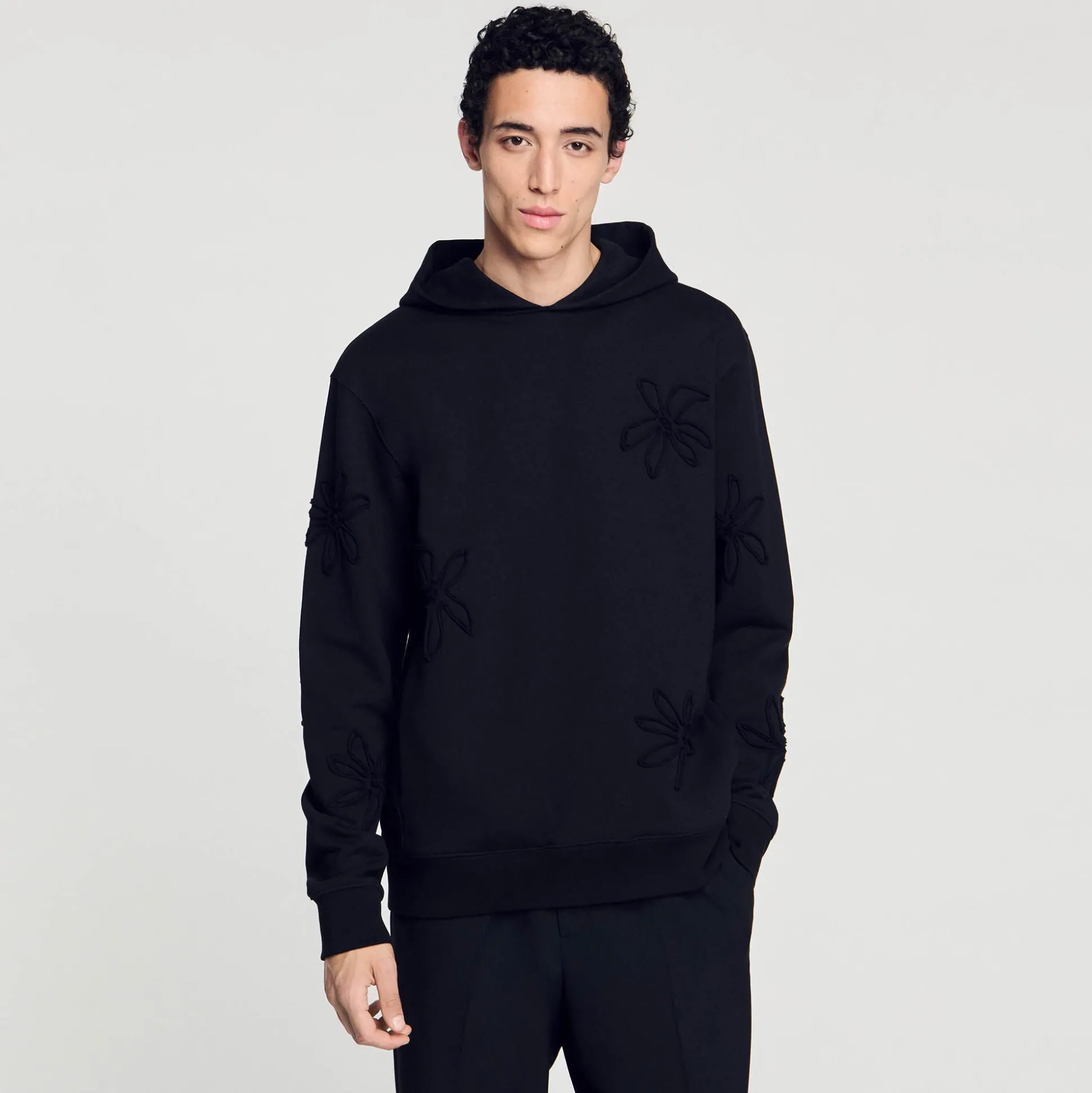 Hoodie à Capuche Orné De Fleurs