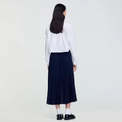 Jupe Bimatière Denim Et Plissée