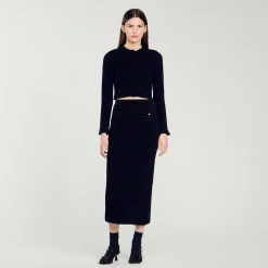 Jupe Midi En Maille Velours