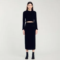 Jupe Midi En Maille Velours