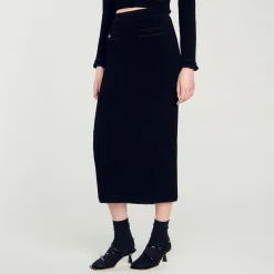 Jupe Midi En Maille Velours
