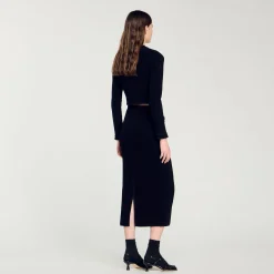 Jupe Midi En Maille Velours