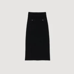 Jupe Midi En Maille Velours
