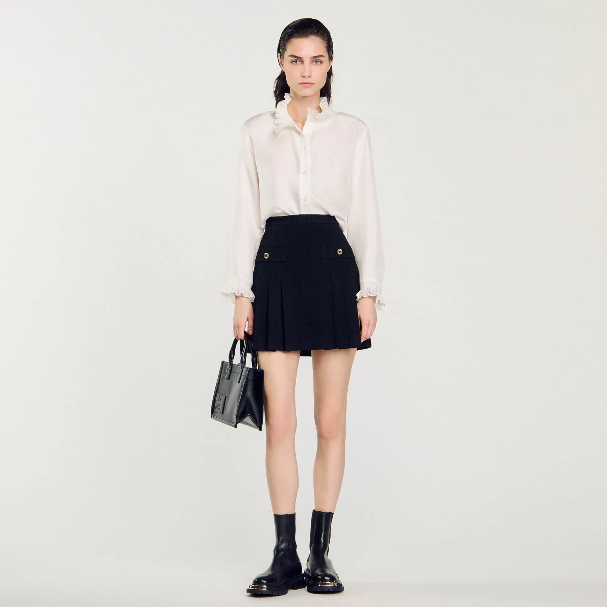 Jupe Plissée En Tweed