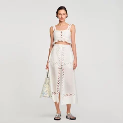 Jupe Short Longue En Lin Mélangé
