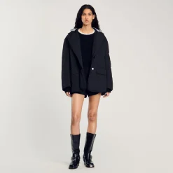 Manteau à Capuche Contrastée