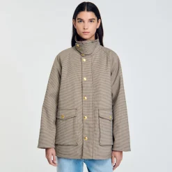 Manteau à Carreaux Et Col Velours