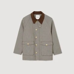 Manteau à Carreaux Et Col Velours
