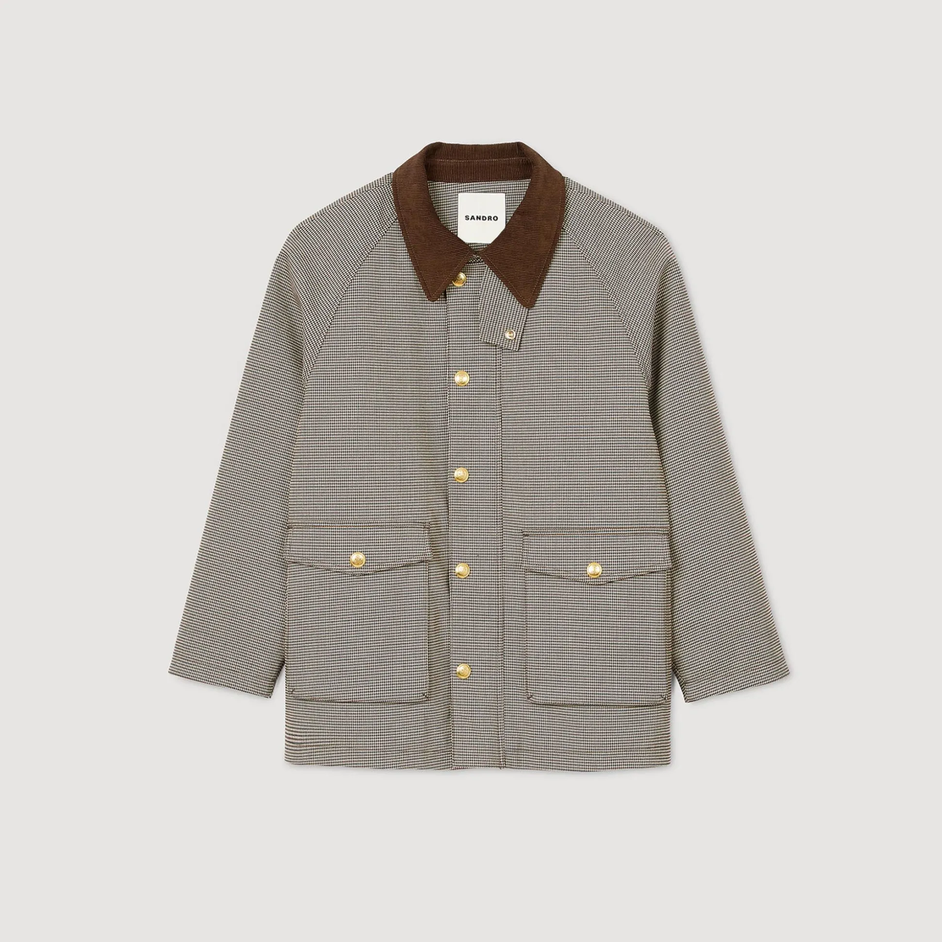Manteau à Carreaux Et Col Velours