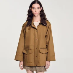 Manteau Col En Cuir