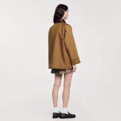 Manteau Col En Cuir