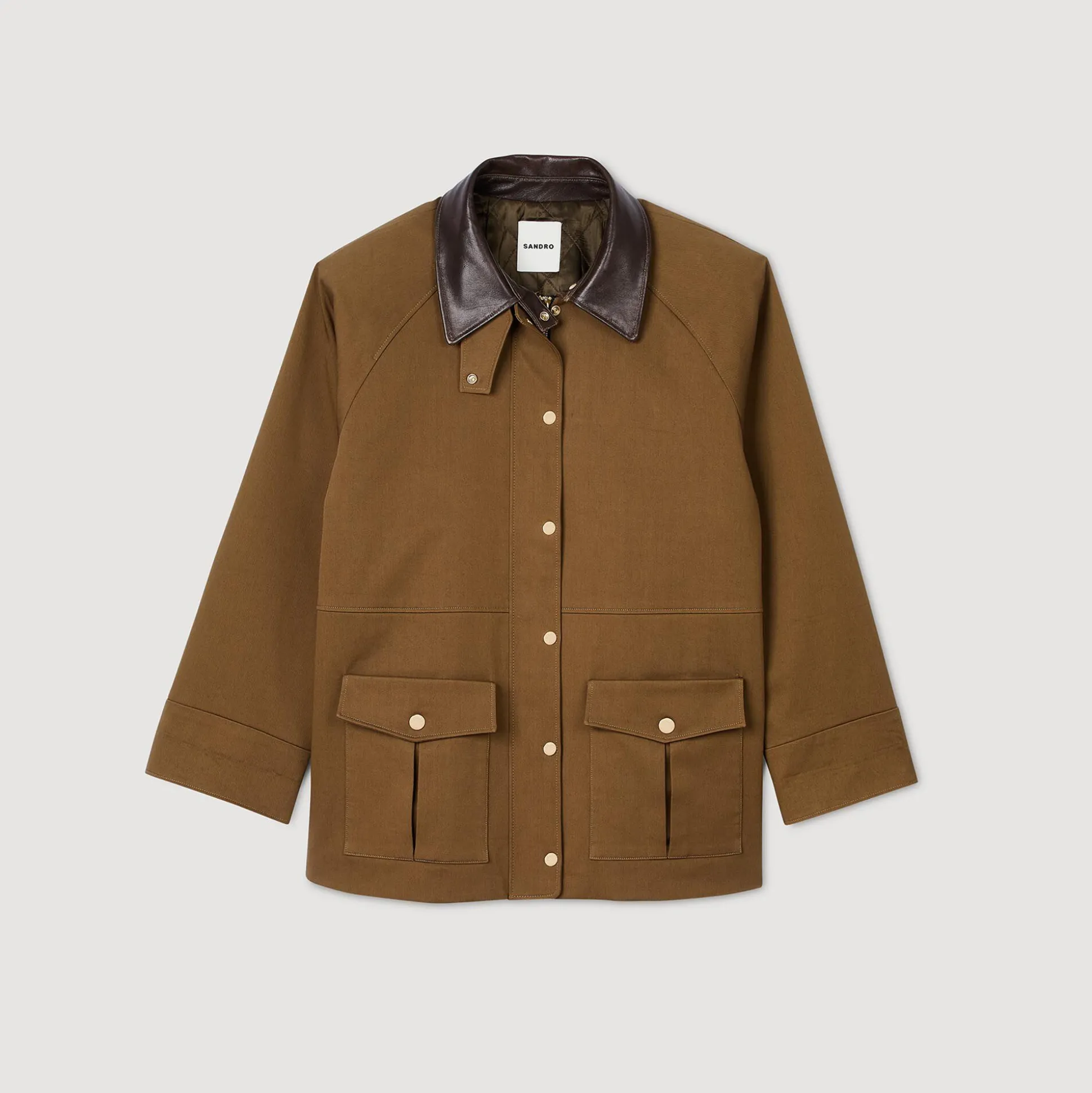 Manteau Col En Cuir