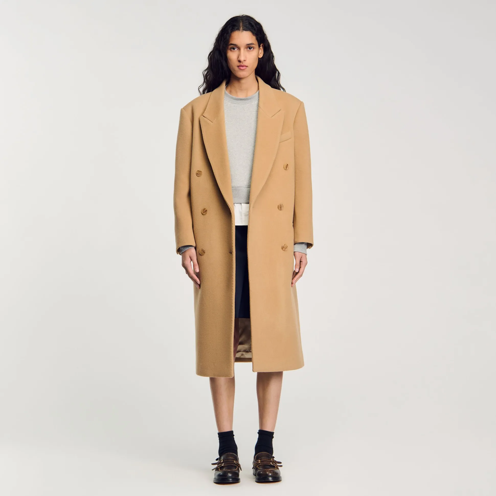 Manteau Long En Laine Mélangée