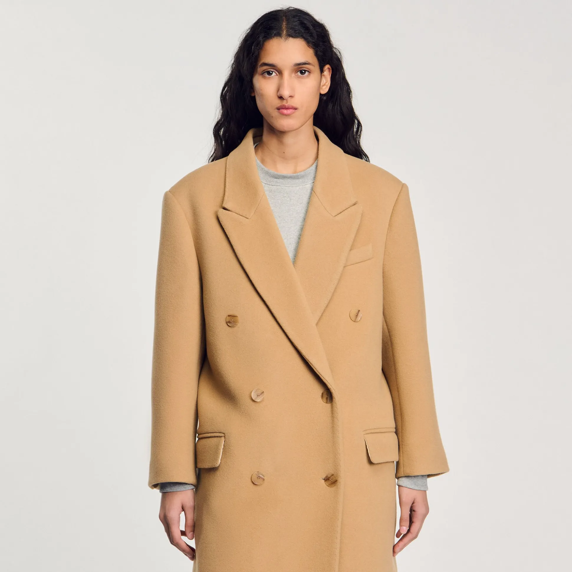 Manteau Long En Laine Mélangée