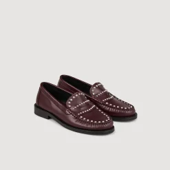 Mocassins Strassés Et Cloutés En Cuir