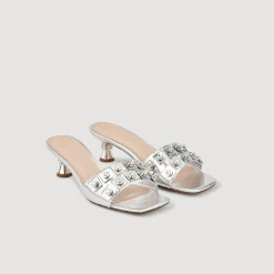 Mules En Cuir Métallisé