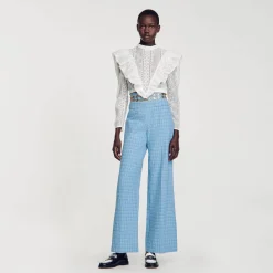 Pantalon De Costume Large En Tweed