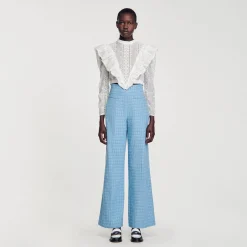 Pantalon De Costume Large En Tweed