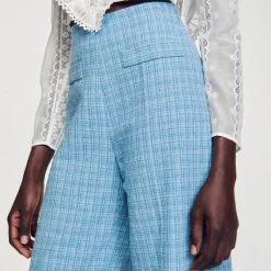Pantalon De Costume Large En Tweed