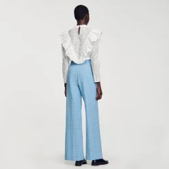 Pantalon De Costume Large En Tweed
