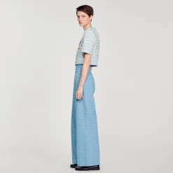Pantalon De Costume Large En Tweed