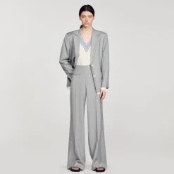 Pantalon De Costume évasé Taille Haute
