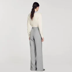 Pantalon De Costume évasé Taille Haute