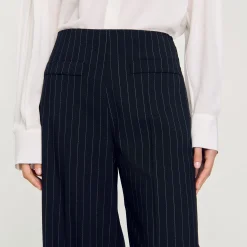 Pantalon Droit à Fines Rayures