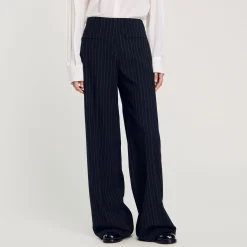Pantalon Droit à Fines Rayures